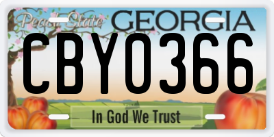 GA license plate CBY0366