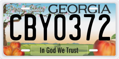 GA license plate CBY0372
