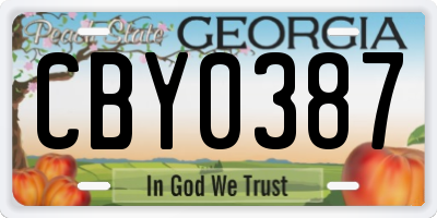 GA license plate CBY0387