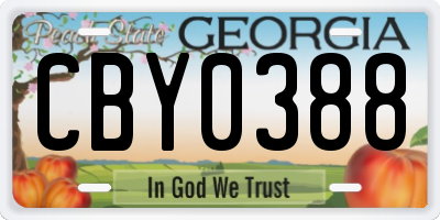 GA license plate CBY0388