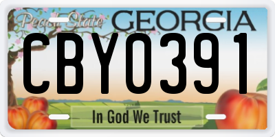 GA license plate CBY0391
