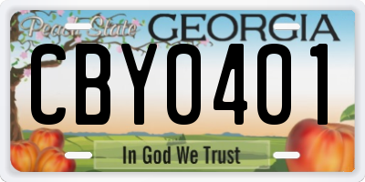 GA license plate CBY0401