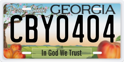 GA license plate CBY0404