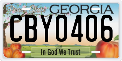 GA license plate CBY0406