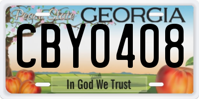 GA license plate CBY0408