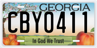 GA license plate CBY0411