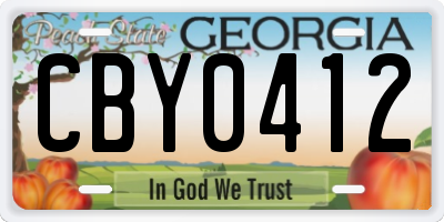 GA license plate CBY0412