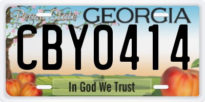 GA license plate CBY0414