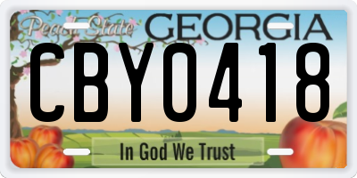 GA license plate CBY0418