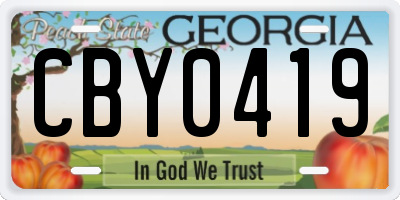 GA license plate CBY0419
