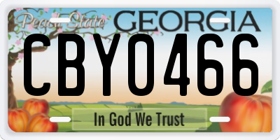 GA license plate CBY0466