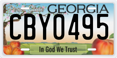 GA license plate CBY0495