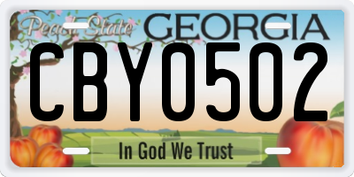 GA license plate CBY0502