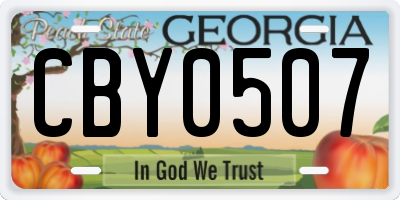 GA license plate CBY0507