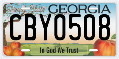 GA license plate CBY0508