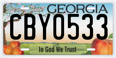 GA license plate CBY0533