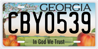 GA license plate CBY0539