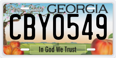 GA license plate CBY0549