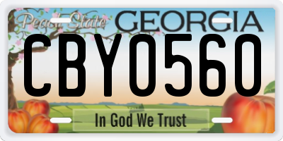 GA license plate CBY0560