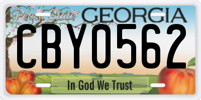 GA license plate CBY0562