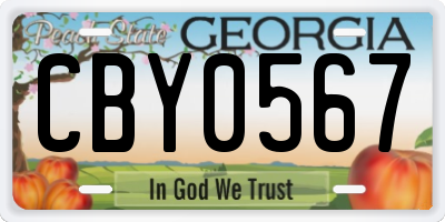 GA license plate CBY0567
