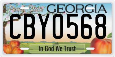 GA license plate CBY0568