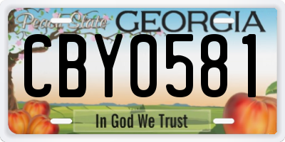 GA license plate CBY0581