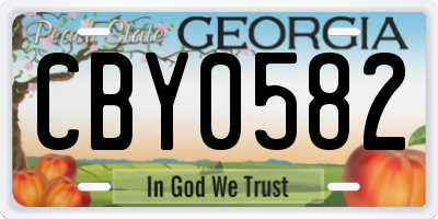 GA license plate CBY0582