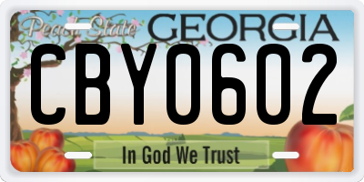 GA license plate CBY0602