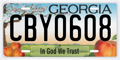 GA license plate CBY0608