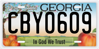 GA license plate CBY0609