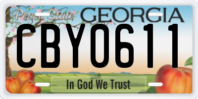 GA license plate CBY0611