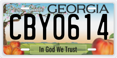 GA license plate CBY0614