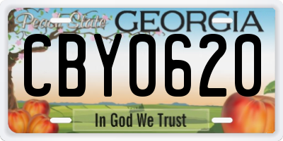 GA license plate CBY0620