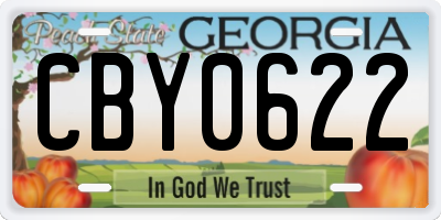 GA license plate CBY0622