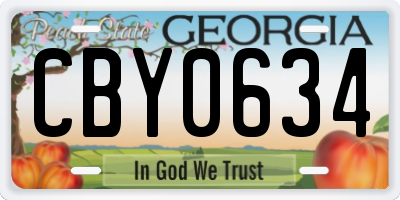 GA license plate CBY0634