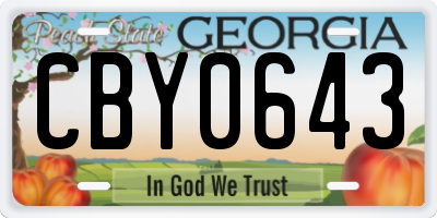 GA license plate CBY0643