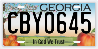 GA license plate CBY0645