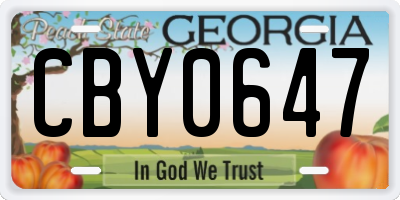 GA license plate CBY0647