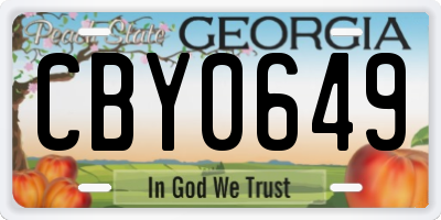 GA license plate CBY0649