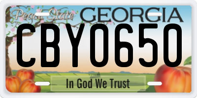 GA license plate CBY0650