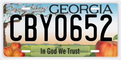 GA license plate CBY0652