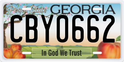 GA license plate CBY0662