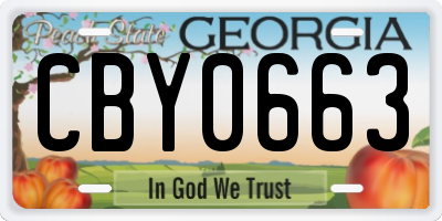 GA license plate CBY0663