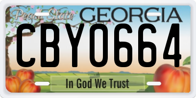 GA license plate CBY0664