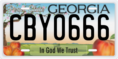 GA license plate CBY0666
