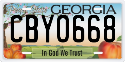 GA license plate CBY0668