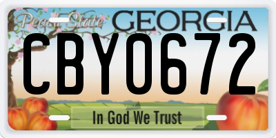 GA license plate CBY0672