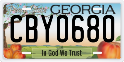 GA license plate CBY0680