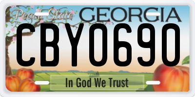 GA license plate CBY0690